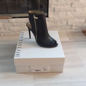 Leather peep toe booties